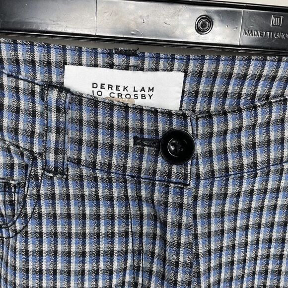 DEREK LAM 10 Crosby Pants Womens 0 Gingham Flare Trousers Blue Mid Rise Crop - Picture 5 of 10